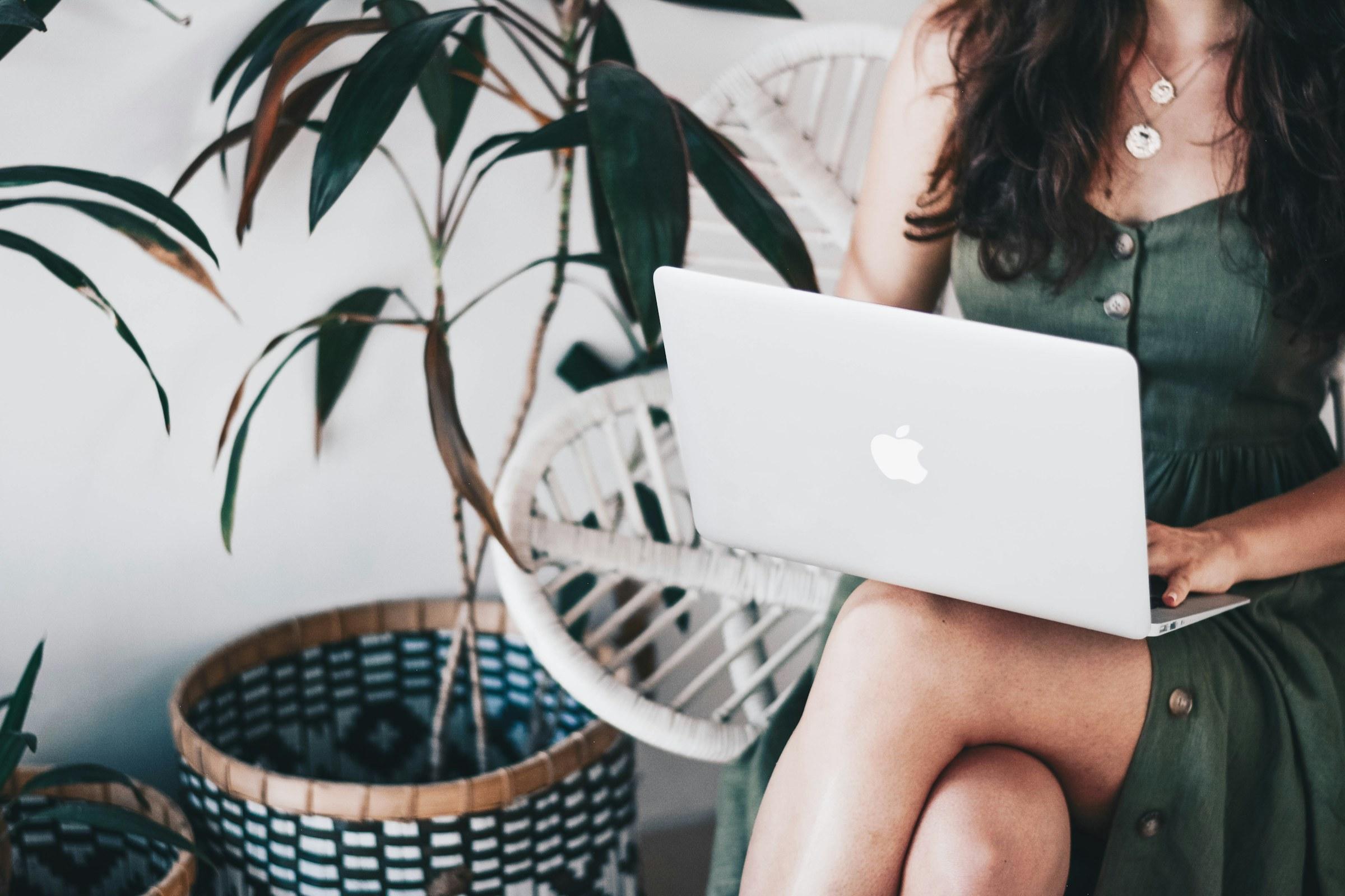 Founder operating her business from an airport lounge