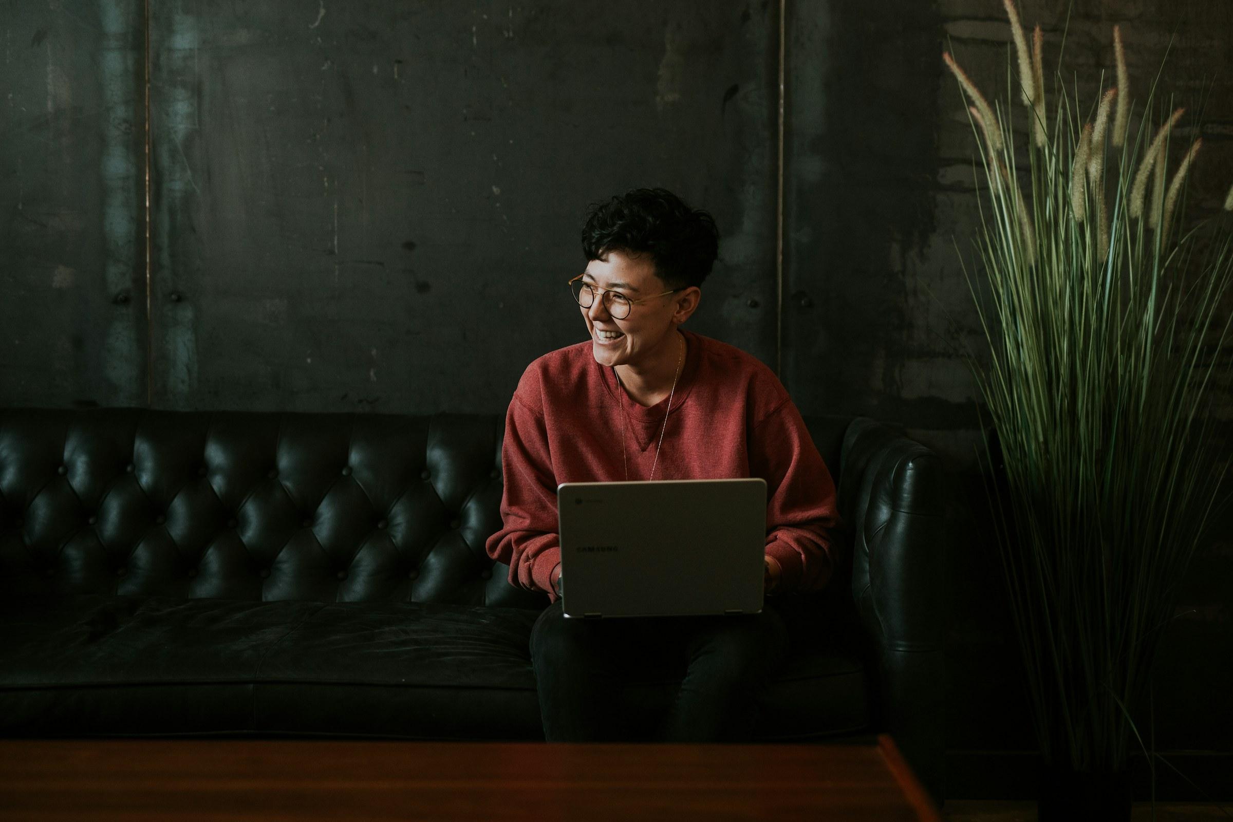 Founder working in her studio